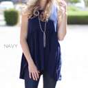 Small Navy Sleeveless Tunic Top | S-XL | Premium Fabric | Versatile Wardrobe Staple | Flattering Fit