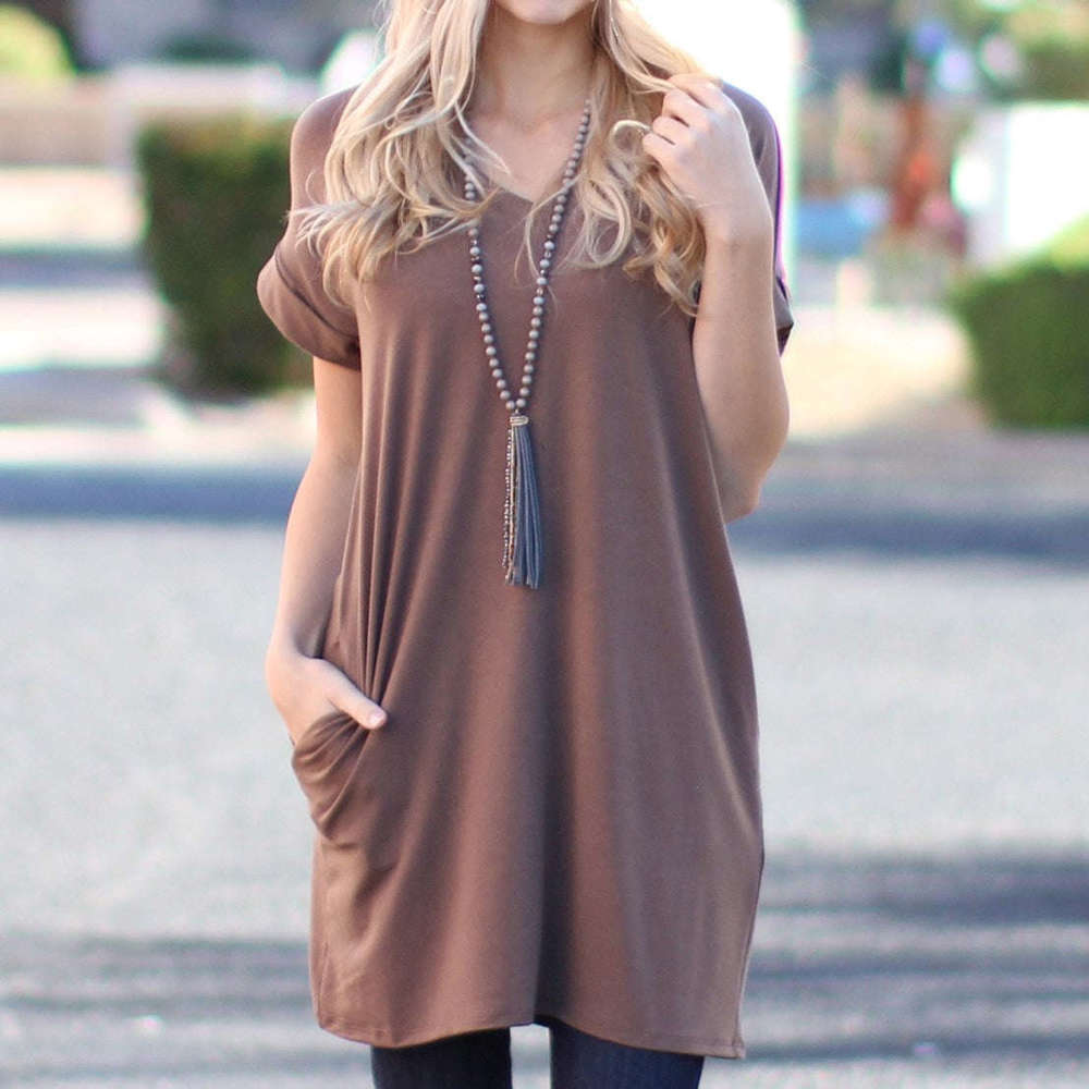 Cuffed Pocket Tunic | S-XL | Versatile Design | Cuffed Sleeves | Everyday Essential