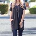 Large Charcoal Cuffed Pocket Tunic | S-XL | Versatile Design | Cuffed Sleeves | Everyday Essential