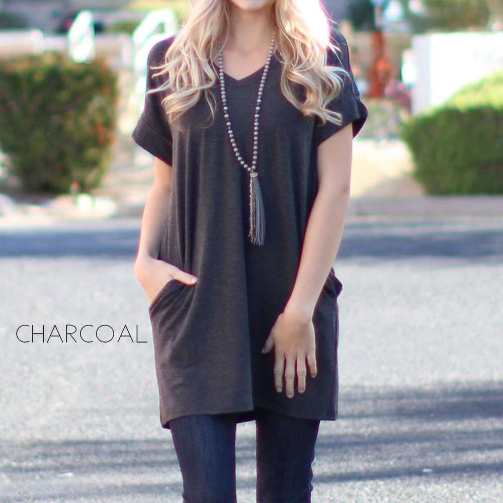 Cuffed Pocket Tunic | S-XL | Versatile Design | Cuffed Sleeves | Everyday Essential