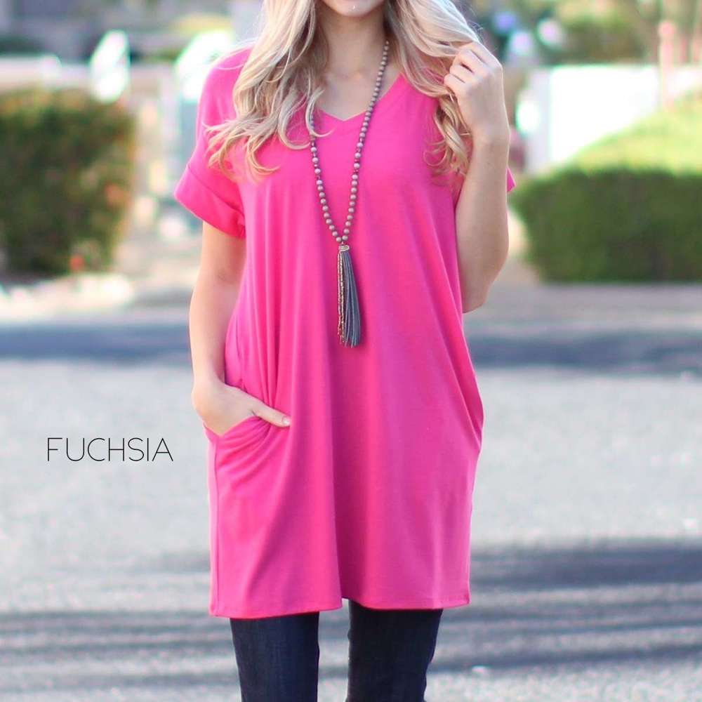 Cuffed Pocket Tunic | S-XL | Versatile Design | Cuffed Sleeves | Everyday Essential