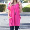 Large Fuchsia Cuffed Pocket Tunic | S-XL | Versatile Design | Cuffed Sleeves | Everyday Essential