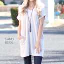 Large Sand Beige Cuffed Pocket Tunic | S-XL | Versatile Design | Cuffed Sleeves | Everyday Essential