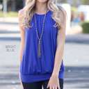 Large Bright Blue Flowy Pleated Tank | S-XL | Favorite Go-To Style | Stylish Design | Perfect for Layering | Available in Various Colors