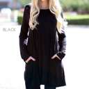 Small Black Long Sleeve Tunic | S-XL | Pocket Design | Premium Fabric | Everyday Wardrobe Staple