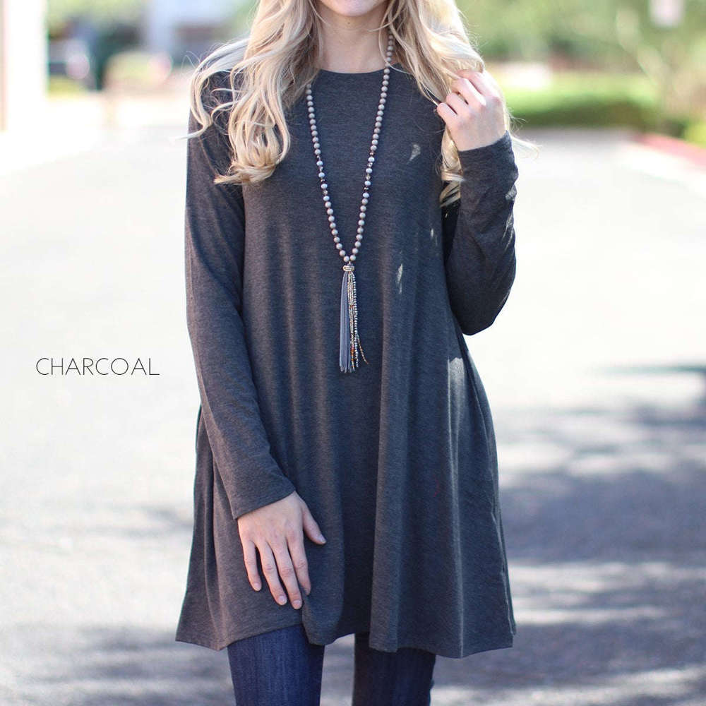 Long Sleeve Tunic | S-XL | Pocket Design | Premium Fabric | Everyday Wardrobe Staple