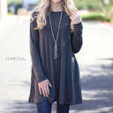 Small Charcoal Long Sleeve Tunic | S-XL | Pocket Design | Premium Fabric | Everyday Wardrobe Staple