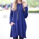 Small Light Navy Long Sleeve Tunic | S-XL | Pocket Design | Premium Fabric | Everyday Wardrobe Staple