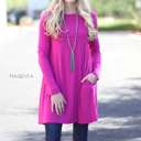 Small Magenta Long Sleeve Tunic | S-XL | Pocket Design | Premium Fabric | Everyday Wardrobe Staple