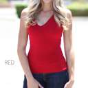 Medium Dark Red Ribbed V-Neck Tank | S-L | Soft Ribbed Fabric | Essential Wardrobe Staple | Casual & Chic