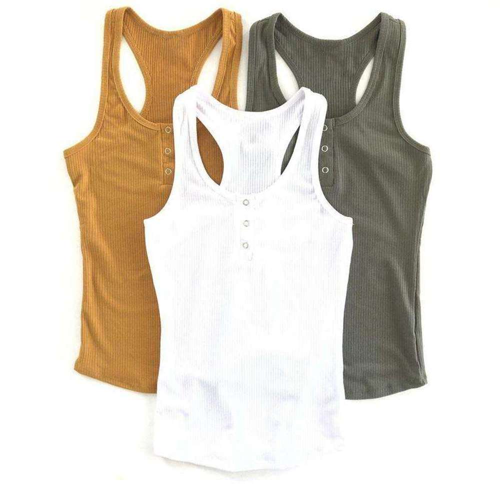 Snap Button Henley Tank | S-XL | Hottest Trend | Ribbed Soft Fabric | Snap Button Design | Wardrobe Staple