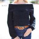 Large Black Bubble Sleeve Chenille Sweater | S-L | Off the Shoulder | Chenille Knit | Peasant Sleeves