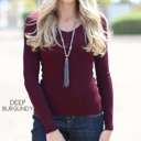 Large Deep Burgundy Classic Layering Sweater | S-XL | Ribbed Design | Fitted Stretch