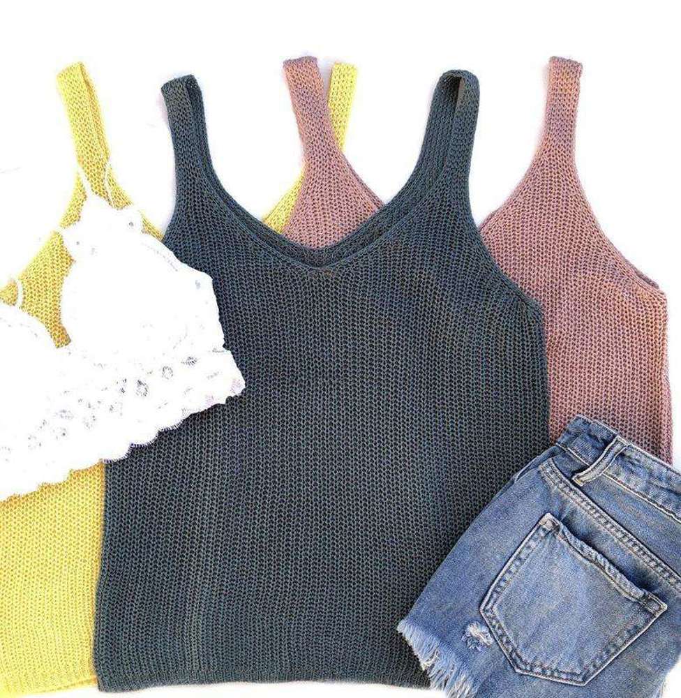 Lightweight Sweater Tank | S-L | Trendy Layering Option | Loose Knit Design | Perfect Over a Bralette