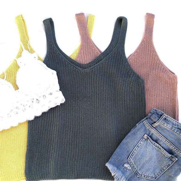 Lightweight Sweater Tank | S-L | Trendy Layering Option | Loose Knit Design | Perfect Over a Bralette