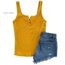 Medium Mustard Ribbed Henley Tank | S-M | Button Neck Design | Ribbed Fabric | Wardrobe Essential