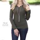 Small True Olive Fall Split Neck Thermal Top| Soft & Cozy Fit | Perfect for Layering | Seasonal Essential