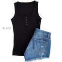 Small Black Snap Button Tank | S-L | Ribbed Fabric | Snap Button Detail | Wardrobe Essential