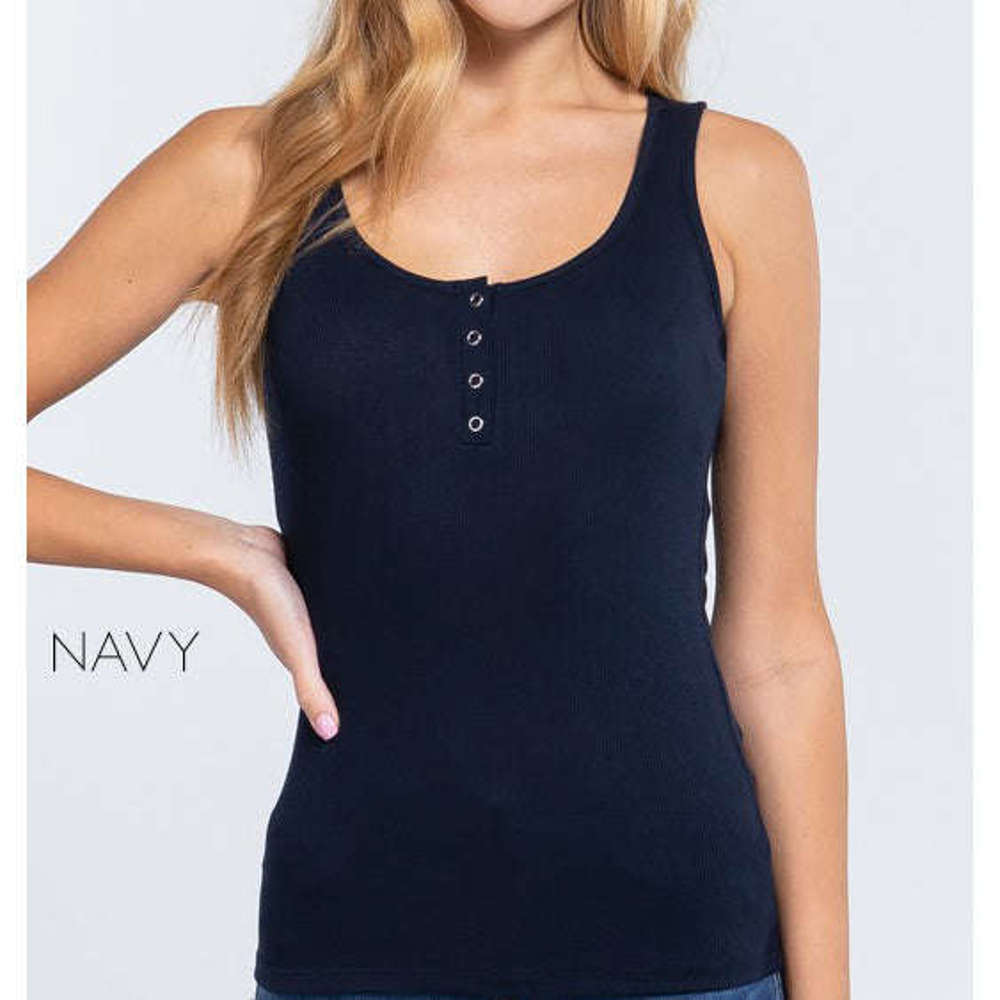 Snap Button Tank | S-L | Ribbed Fabric | Snap Button Detail | Wardrobe Essential