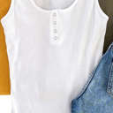 Medium Off White Snap Button Tank | S-L | Ribbed Fabric | Snap Button Detail | Wardrobe Essential