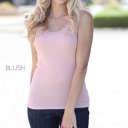 Small Blush Ribbed Lace Tank | Small & Large | Lace Trim | Essential Layering Piece