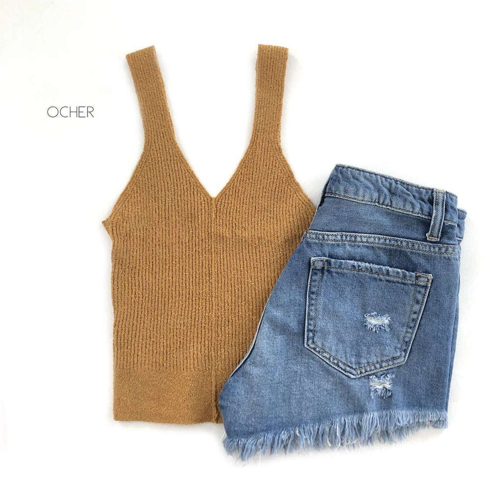 Ribbed Knit Tank | S-L | V-Neckline | Sleeveless Straps | Closet Staple