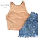 Large Natural Tan Cropped Layering Tank | S-L | Cropped Fit | Summer Essential | Soft Fabric