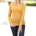 Small Deep Mustard Snap Button Thermal Top | Cozy Thermal Fabric | Snap Button Detail | Winter Wardrobe Essential