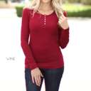 Small Wine Snap Button Thermal Top | Cozy Thermal Fabric | Snap Button Detail | Winter Wardrobe Essential