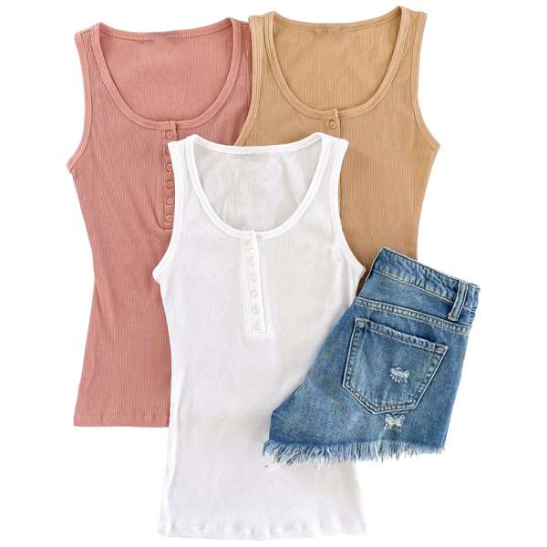 Ribbed Henley Tank