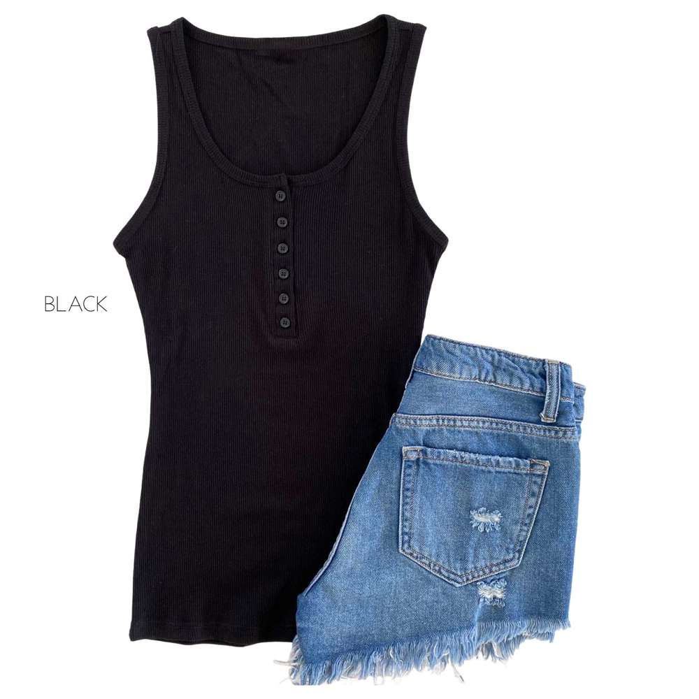 Ribbed Henley Tank