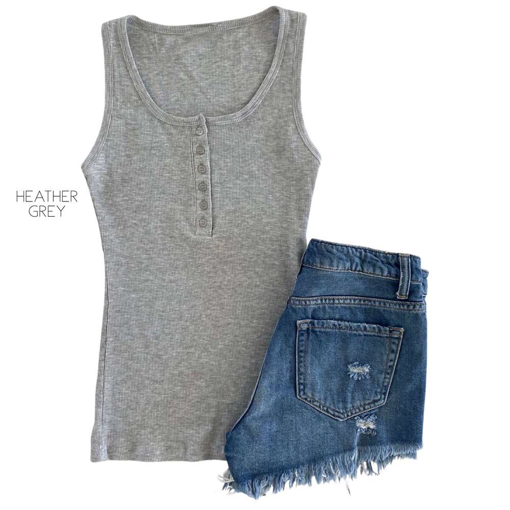 Ribbed Henley Tank