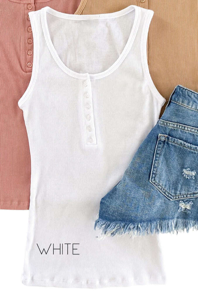 Ribbed Henley Tank