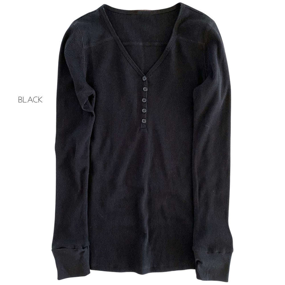 Henley V-Neck Thermal Layering Top | Soft & Comfortable | Perfect for Layering | Fall Essential