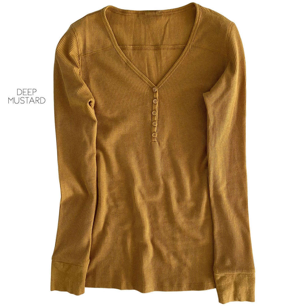 Henley V-Neck Thermal Layering Top | Soft & Comfortable | Perfect for Layering | Fall Essential