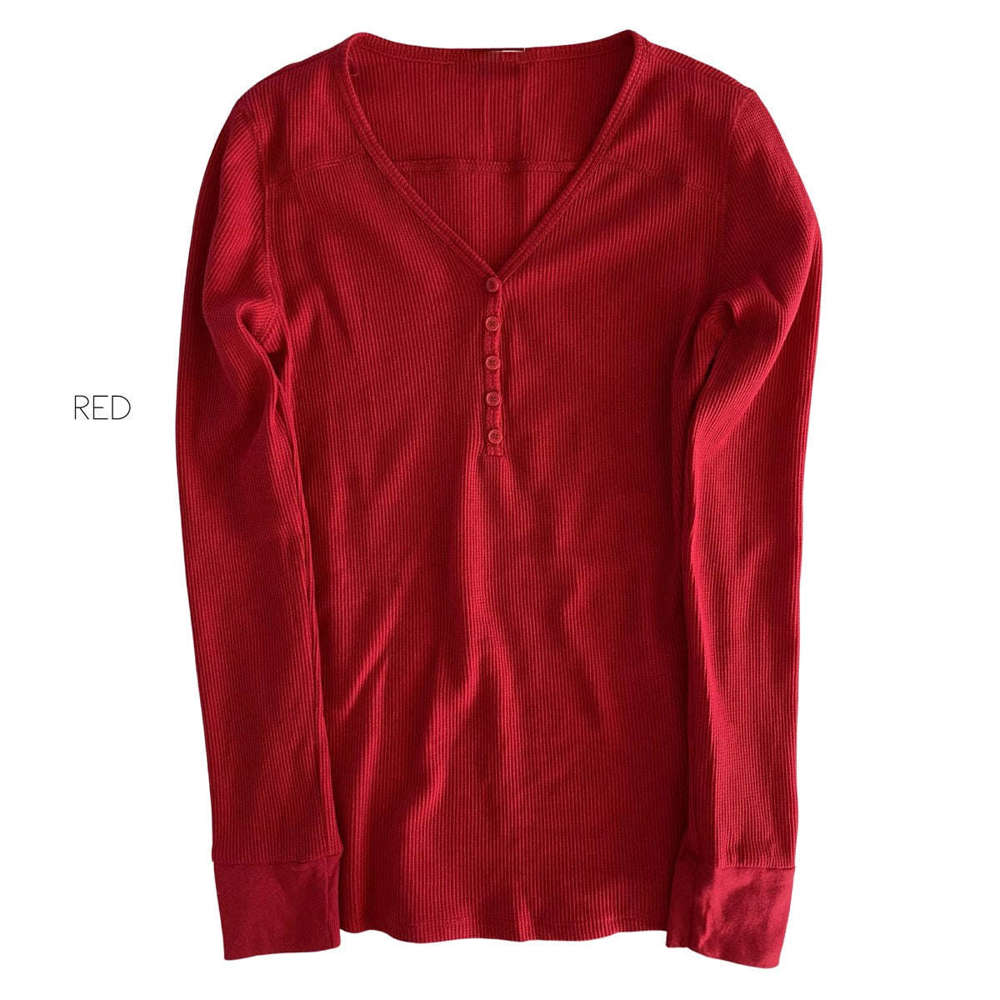 Henley V-Neck Thermal Layering Top | Soft & Comfortable | Perfect for Layering | Fall Essential