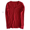 Small Red Henley V-Neck Thermal Layering Top | Soft & Comfortable | Perfect for Layering | Fall Essential