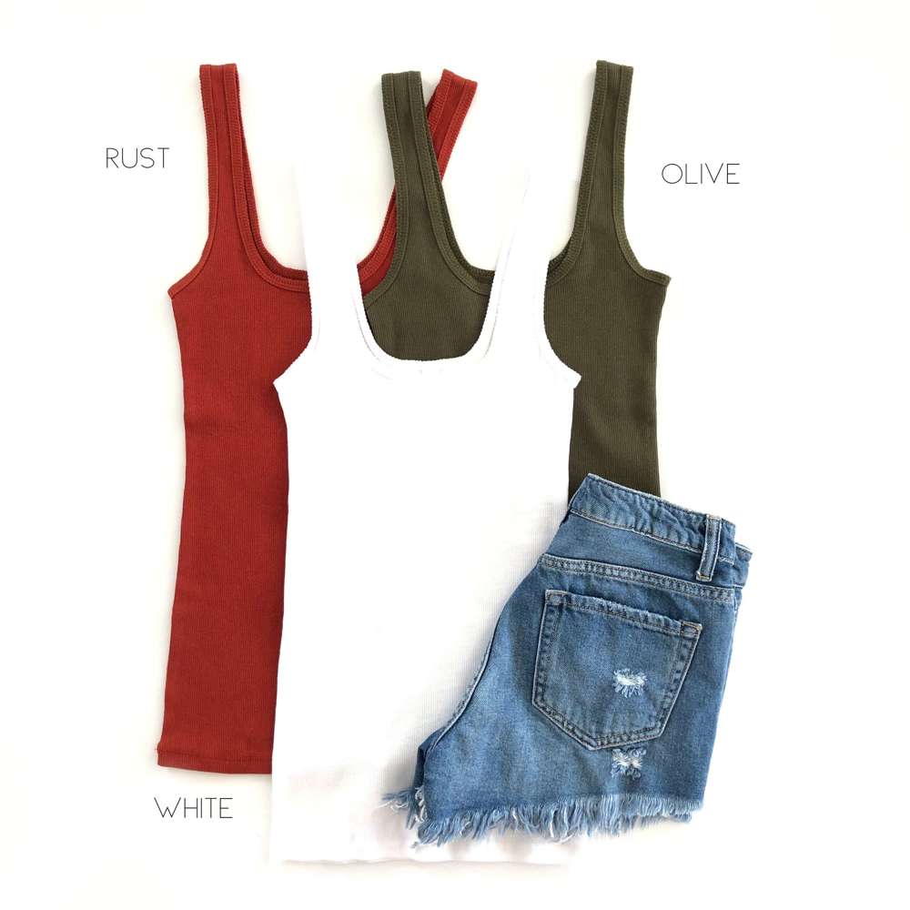 Square Neck Ribbed Layering Tank | S-3XL | Soft Ribbed Fabric | Square Neck Design | Wardrobe Staple