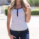 Large Navy Striped Henley Tank