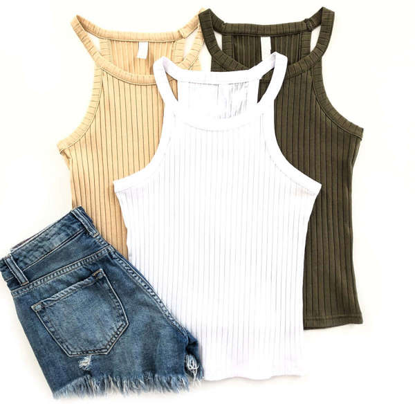 High Neck Ribbed Tank | S-3XL | Ribbed Fabric | High Neckline | Wardrobe Essential