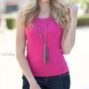 Large Fuchsia High Neck Ribbed Tank | S-3XL | Ribbed Fabric | High Neckline | Wardrobe Essential