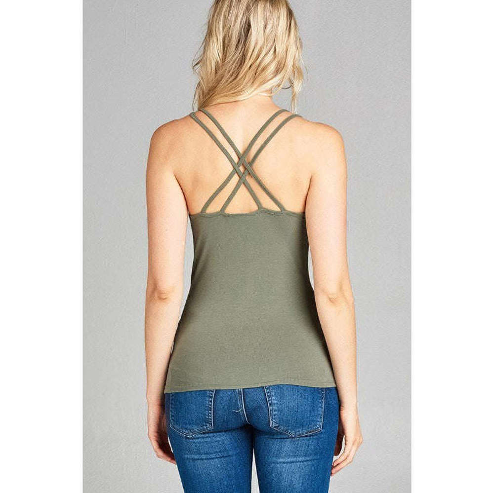 V-Neck Cross Back Tank | M-L | Stylish Crossback Detail | Soft Cotton Blend | Casual Essential