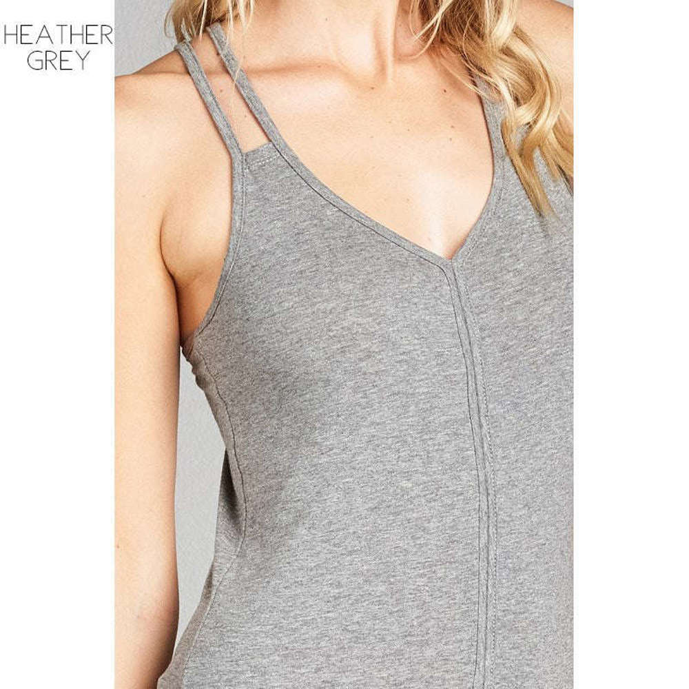 V-Neck Cross Back Tank | M-L | Stylish Crossback Detail | Soft Cotton Blend | Casual Essential