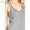 Large Heather Grey V-Neck Cross Back Tank | M-L | Stylish Crossback Detail | Soft Cotton Blend | Casual Essential