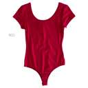 Small Red Short Sleeve Bodysuit | S-XL | Trendy Round Neck Design | Snap Button Closure | Wardrobe Staple