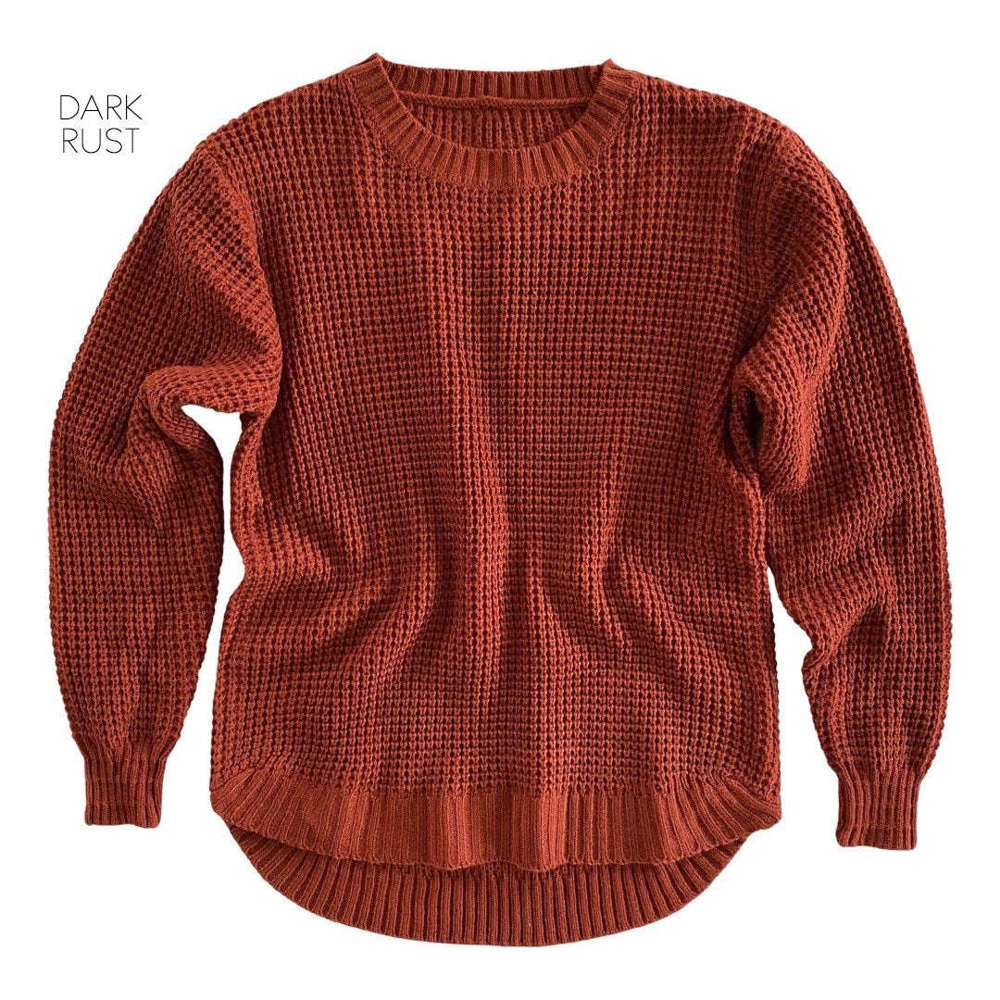 Waffle Knit Sweater | S-XL | Cozy Waffle Texture | Seasonal Colors | Wardrobe Essential