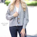 Medium Heather Grey Button Sweater Cardigan | XS-XL | Ultra-Soft Fabric | Classic Button Front | Year-Round Essential