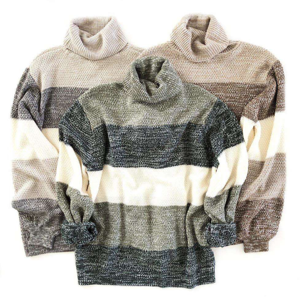 Heather Block Sweater | S-XL | Turtle Neck | Color Block Design | Cozy Knit