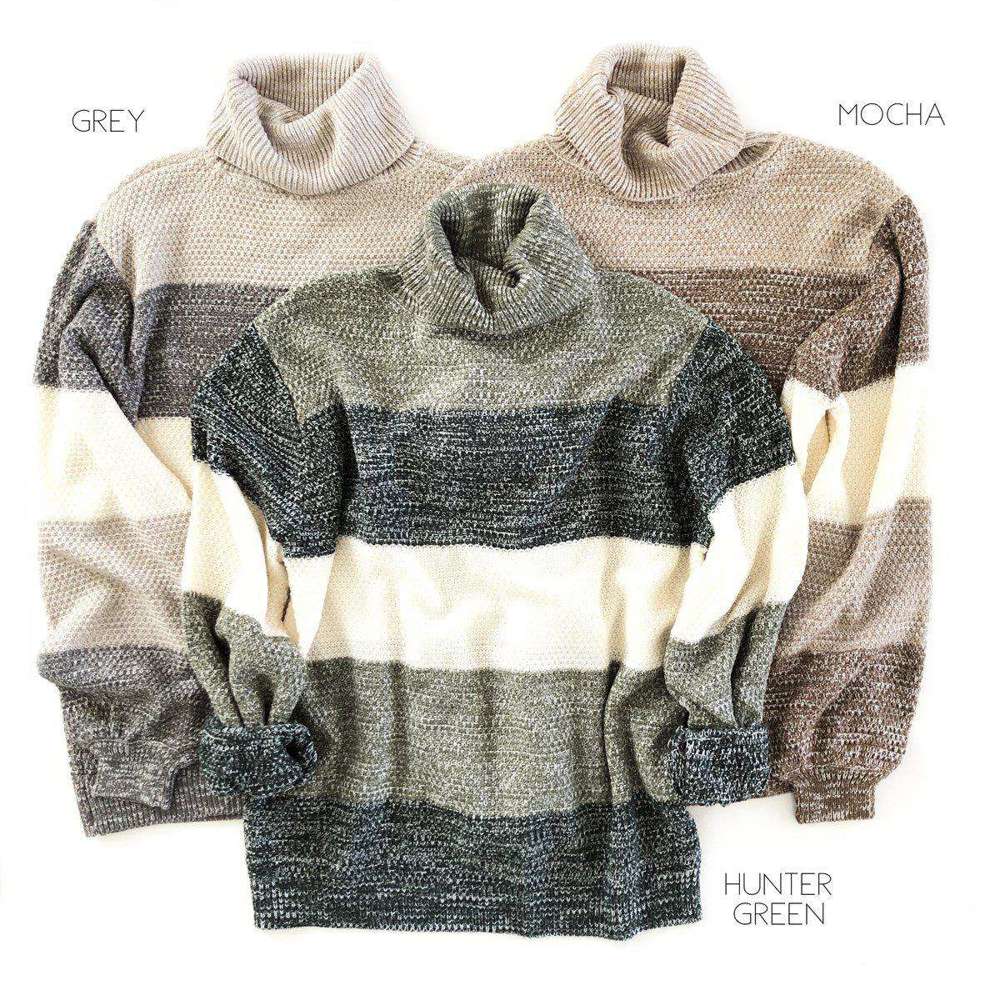 Heather Block Sweater | S-XL | Turtle Neck | Color Block Design | Cozy Knit