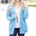 XL Dusty Teal Cozy Button Cardigan | S-XL | Ultra-Soft | Popcorn Design | Pockets